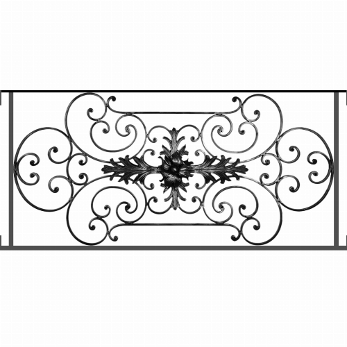 Appui de fenêtre type AF012 à visser dans votre tableau de fenêtre. Longueur finie de 1180mm et Hauteur finie de 544mm. Convient pour les tableaux de fenêtre de 1180mm. Main courante laminée de 1180mm de long en fer forgé sur le dessus. Motif au centre de 1090mm de long par 520mm de haut. Le reste de la structure est en tube acier carré de 16mm de section.