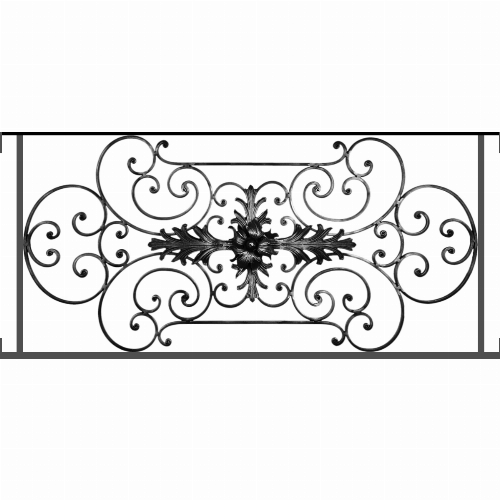 Appui de fenêtre type AF012 à visser dans votre tableau de fenêtre. Longueur finie de 1200mm et Hauteur finie de 544mm. Convient pour les tableaux de fenêtre de 1200mm. Main courante laminée de 1200mm de long en fer forgé sur le dessus. Motif au centre de 1090mm de long par 520mm de haut. Le reste de la structure est en tube acier carré de 16mm de section.
