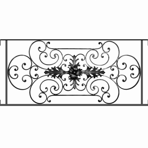 Appui de fenêtre type AF012 à visser dans votre tableau de fenêtre. Longueur finie de 1210mm et Hauteur finie de 544mm. Convient pour les tableaux de fenêtre de 1210mm. Main courante laminée de 1210mm de long en fer forgé sur le dessus. Motif au centre de 1090mm de long par 520mm de haut. Le reste de la structure est en tube acier carré de 16mm de section.