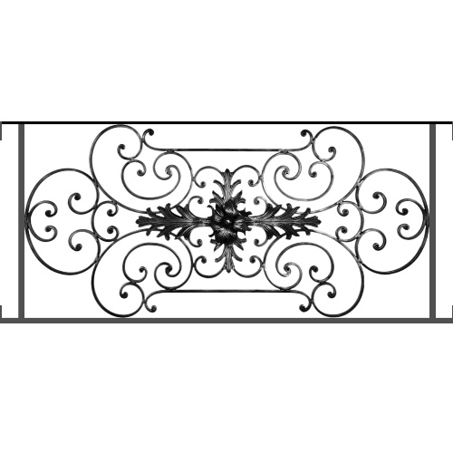 Appui de fenêtre type AF012 à visser dans votre tableau de fenêtre. Longueur finie de 1220mm et Hauteur finie de 544mm. Convient pour les tableaux de fenêtre de 1220mm. Main courante laminée de 1220mm de long en fer forgé sur le dessus. Motif au centre de 1090mm de long par 520mm de haut. Le reste de la structure est en tube acier carré de 16mm de section.