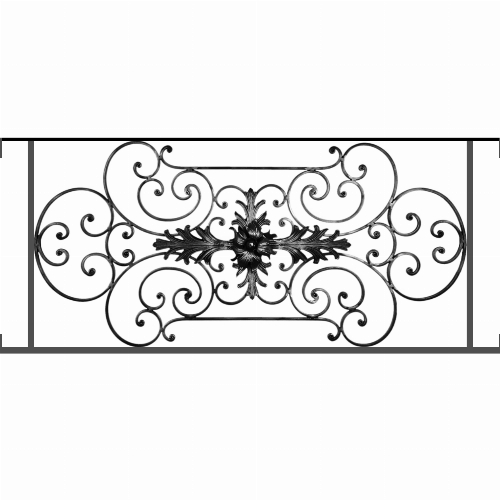 Appui de fenêtre type AF012 à visser dans votre tableau de fenêtre. Longueur finie de 1260mm et Hauteur finie de 544mm. Convient pour les tableaux de fenêtre de 1260mm. Main courante laminée de 1260mm de long en fer forgé sur le dessus. Motif au centre de 1090mm de long par 520mm de haut. Le reste de la structure est en tube acier carré de 16mm de section.