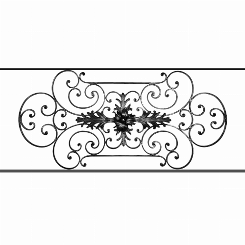 Appui de fenêtre type AF012 à sceller dans votre tableau de fenêtre. Longueur finie de 1280mm et Hauteur finie de 544mm. Convient pour les tableaux de fenêtre de 1180mm. 50mm de scellement sont prévue de chaque côté. Main courante laminée de 1180mm de long en fer forgé sur le dessus. Motif au centre de 1090mm de long par 520mm de haut. Le reste de la structure est en tube acier carré de 16mm de section.