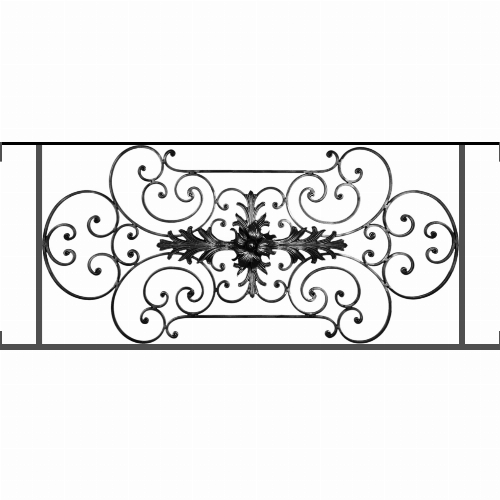 Appui de fenêtre type AF012 à visser dans votre tableau de fenêtre. Longueur finie de 1310mm et Hauteur finie de 544mm. Convient pour les tableaux de fenêtre de 1310mm. Main courante laminée de 1310mm de long en fer forgé sur le dessus. Motif au centre de 1090mm de long par 520mm de haut. Le reste de la structure est en tube acier carré de 16mm de section.