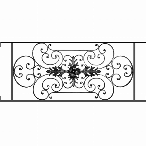 Appui de fenêtre type AF012 à visser dans votre tableau de fenêtre. Longueur finie de 1320mm et Hauteur finie de 544mm. Convient pour les tableaux de fenêtre de 1320mm. Main courante laminée de 1320mm de long en fer forgé sur le dessus. Motif au centre de 1090mm de long par 520mm de haut. Le reste de la structure est en tube acier carré de 16mm de section.