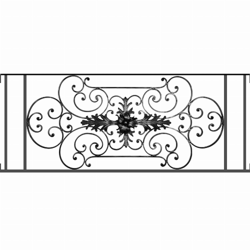 Appui de fenêtre type AF012 à visser dans votre tableau de fenêtre. Longueur finie de 1380mm et Hauteur finie de 544mm. Convient pour les tableaux de fenêtre de 1380mm. Main courante laminée de 1380mm de long en fer forgé sur le dessus. Motif au centre de 1090mm de long par 520mm de haut. Le reste de la structure est en tube acier carré de 16mm de section.