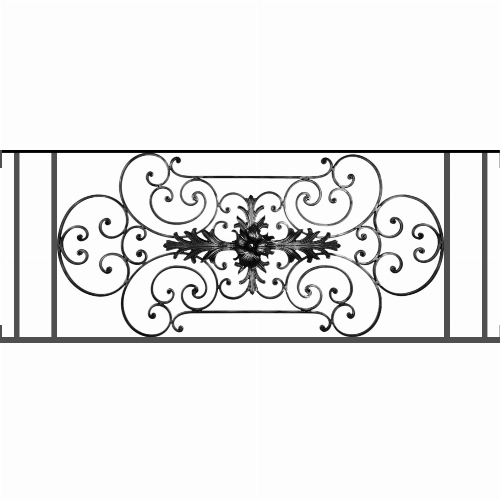 Appui de fenêtre type AF012 à visser dans votre tableau de fenêtre. Longueur finie de 1410mm et Hauteur finie de 544mm. Convient pour les tableaux de fenêtre de 1410mm. Main courante laminée de 1410mm de long en fer forgé sur le dessus. Motif au centre de 1090mm de long par 520mm de haut. Le reste de la structure est en tube acier carré de 16mm de section.