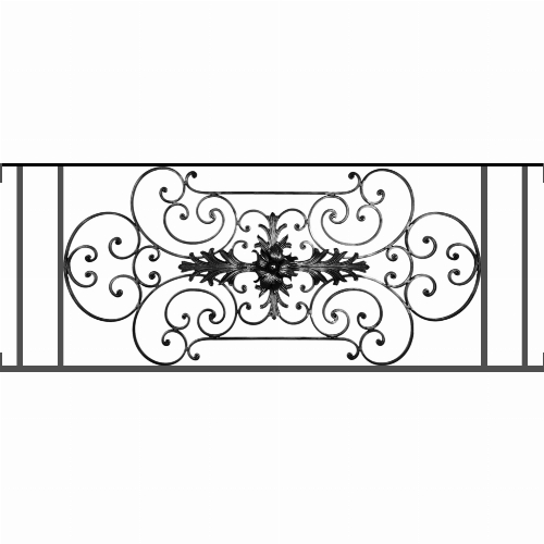 Appui de fenêtre type AF012 à visser dans votre tableau de fenêtre. Longueur finie de 1420mm et Hauteur finie de 544mm. Convient pour les tableaux de fenêtre de 1420mm. Main courante laminée de 1420mm de long en fer forgé sur le dessus. Motif au centre de 1090mm de long par 520mm de haut. Le reste de la structure est en tube acier carré de 16mm de section.