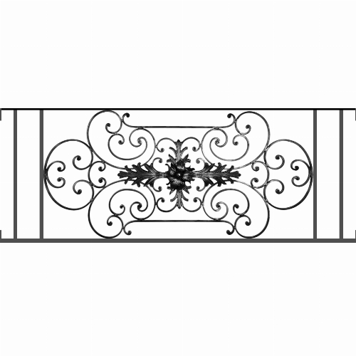 Appui de fenêtre type AF012 à visser dans votre tableau de fenêtre. Longueur finie de 1440mm et Hauteur finie de 544mm. Convient pour les tableaux de fenêtre de 1440mm. Main courante laminée de 1440mm de long en fer forgé sur le dessus. Motif au centre de 1090mm de long par 520mm de haut. Le reste de la structure est en tube acier carré de 16mm de section.