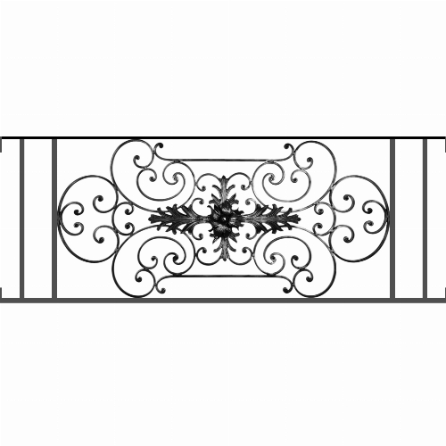 Appui de fenêtre type AF012 à visser dans votre tableau de fenêtre. Longueur finie de 1460mm et Hauteur finie de 544mm. Convient pour les tableaux de fenêtre de 1460mm. Main courante laminée de 1460mm de long en fer forgé sur le dessus. Motif au centre de 1090mm de long par 520mm de haut. Le reste de la structure est en tube acier carré de 16mm de section.