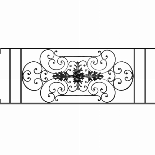 Appui de fenêtre type AF012 à visser dans votre tableau de fenêtre. Longueur finie de 1510mm et Hauteur finie de 544mm. Convient pour les tableaux de fenêtre de 1510mm. Main courante laminée de 1510mm de long en fer forgé sur le dessus. Motif au centre de 1090mm de long par 520mm de haut. Le reste de la structure est en tube acier carré de 16mm de section.