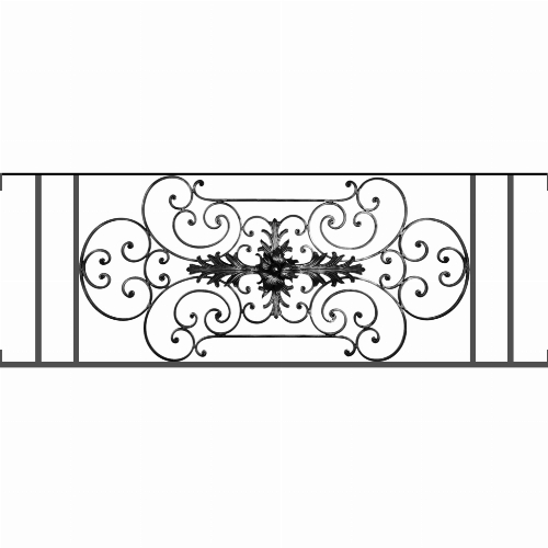 Appui de fenêtre type AF012 à visser dans votre tableau de fenêtre. Longueur finie de 1530mm et Hauteur finie de 544mm. Convient pour les tableaux de fenêtre de 1530mm. Main courante laminée de 1530mm de long en fer forgé sur le dessus. Motif au centre de 1090mm de long par 520mm de haut. Le reste de la structure est en tube acier carré de 16mm de section.