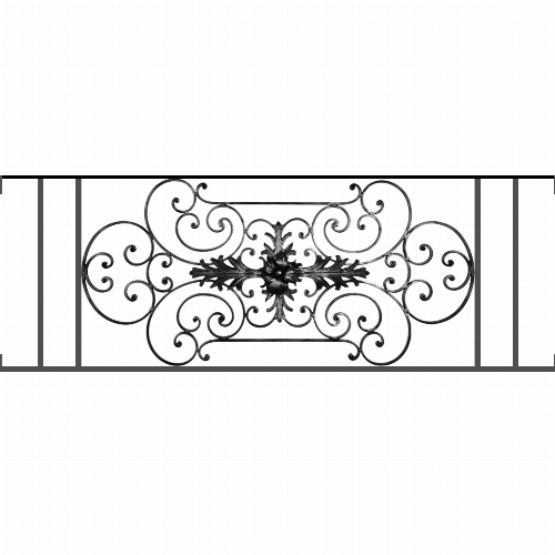 Appui de fenêtre type AF012 à visser dans votre tableau de fenêtre. Longueur finie de 1540mm et Hauteur finie de 544mm. Convient pour les tableaux de fenêtre de 1540mm. Main courante laminée de 1540mm de long en fer forgé sur le dessus. Motif au centre de 1090mm de long par 520mm de haut. Le reste de la structure est en tube acier carré de 16mm de section.