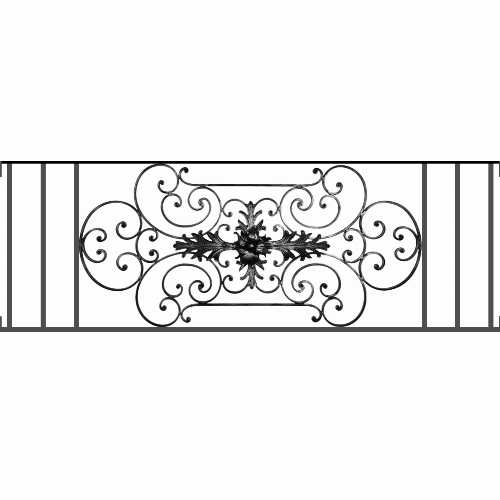 Appui de fenêtre type AF012 à visser dans votre tableau de fenêtre. Longueur finie de 1590mm et Hauteur finie de 544mm. Convient pour les tableaux de fenêtre de 1590mm. Main courante laminée de 1590mm de long en fer forgé sur le dessus. Motif au centre de 1090mm de long par 520mm de haut. Le reste de la structure est en tube acier carré de 16mm de section.