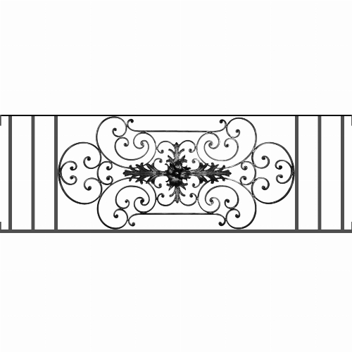 Appui de fenêtre type AF012 à visser dans votre tableau de fenêtre. Longueur finie de 1620mm et Hauteur finie de 544mm. Convient pour les tableaux de fenêtre de 1620mm. Main courante laminée de 1620mm de long en fer forgé sur le dessus. Motif au centre de 1090mm de long par 520mm de haut. Le reste de la structure est en tube acier carré de 16mm de section.