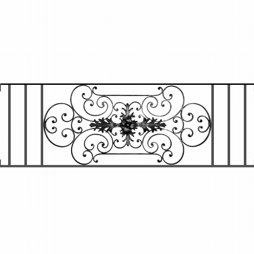 Appui de fenêtre type AF012 à visser dans votre tableau de fenêtre. Longueur finie de 1650mm et Hauteur finie de 544mm. Convient pour les tableaux de fenêtre de 1650mm. Main courante laminée de 1650mm de long en fer forgé sur le dessus. Motif au centre de 1090mm de long par 520mm de haut. Le reste de la structure est en tube acier carré de 16mm de section.