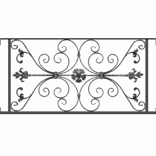 Appui de fenêtre type AF013 à visser dans votre tableau de fenêtre. Longueur finie de 1170mm et Hauteur finie de 568mm. Convient pour les tableaux de fenêtre de 1170mm. Main courante laminée de 1170mm de long en fer forgé sur le dessus. Motif au centre de 1010mm de long par 540mm de haut. Le reste de la structure est en tube acier carré de 20mm de section.
