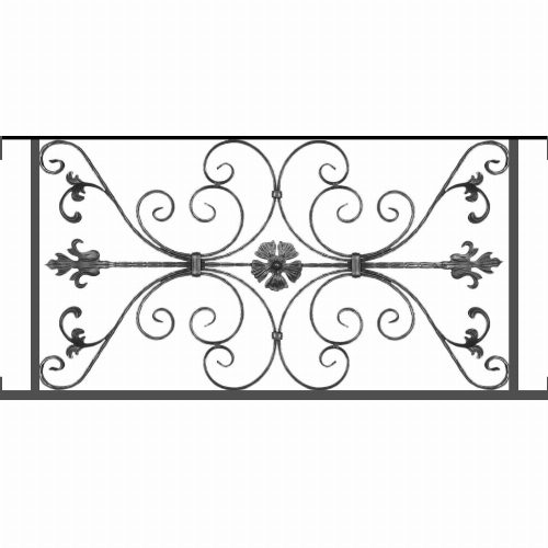 Appui de fenêtre type AF013 à visser dans votre tableau de fenêtre. Longueur finie de 1180mm et Hauteur finie de 568mm. Convient pour les tableaux de fenêtre de 1180mm. Main courante laminée de 1180mm de long en fer forgé sur le dessus. Motif au centre de 1010mm de long par 540mm de haut. Le reste de la structure est en tube acier carré de 20mm de section.