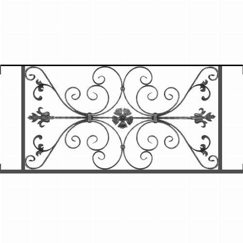 Appui de fenêtre type AF013 à visser dans votre tableau de fenêtre. Longueur finie de 1270mm et Hauteur finie de 568mm. Convient pour les tableaux de fenêtre de 1270mm. Main courante laminée de 1270mm de long en fer forgé sur le dessus. Motif au centre de 1010mm de long par 540mm de haut. Le reste de la structure est en tube acier carré de 20mm de section.