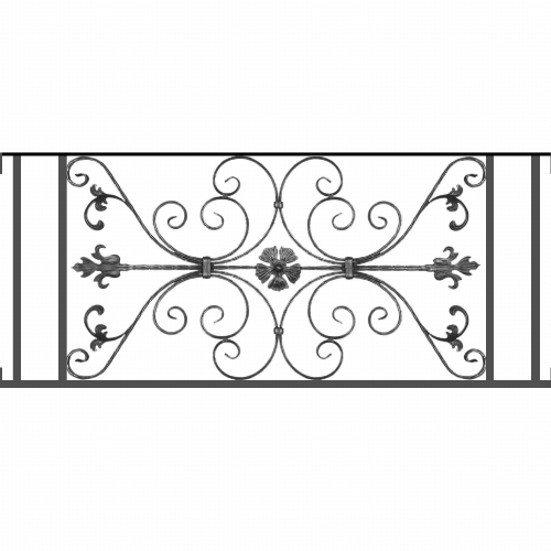 Appui de fenêtre type AF013 à visser dans votre tableau de fenêtre. Longueur finie de 1330mm et Hauteur finie de 568mm. Convient pour les tableaux de fenêtre de 1330mm. Main courante laminée de 1330mm de long en fer forgé sur le dessus. Motif au centre de 1010mm de long par 540mm de haut. Le reste de la structure est en tube acier carré de 20mm de section.