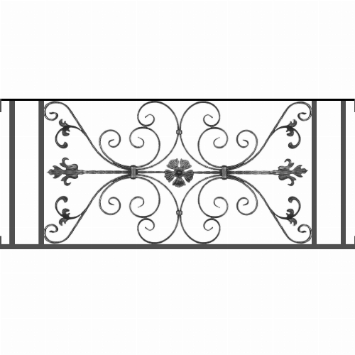 Appui de fenêtre type AF013 à visser dans votre tableau de fenêtre. Longueur finie de 1340mm et Hauteur finie de 568mm. Convient pour les tableaux de fenêtre de 1340mm. Main courante laminée de 1340mm de long en fer forgé sur le dessus. Motif au centre de 1010mm de long par 540mm de haut. Le reste de la structure est en tube acier carré de 20mm de section.