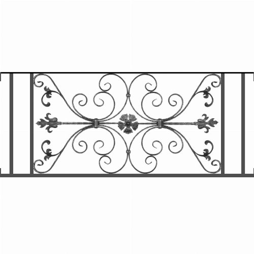 Appui de fenêtre type AF013 à visser dans votre tableau de fenêtre. Longueur finie de 1370mm et Hauteur finie de 568mm. Convient pour les tableaux de fenêtre de 1370mm. Main courante laminée de 1370mm de long en fer forgé sur le dessus. Motif au centre de 1010mm de long par 540mm de haut. Le reste de la structure est en tube acier carré de 20mm de section.