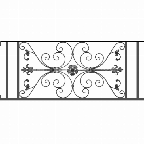 Appui de fenêtre type AF013 à visser dans votre tableau de fenêtre. Longueur finie de 1380mm et Hauteur finie de 568mm. Convient pour les tableaux de fenêtre de 1380mm. Main courante laminée de 1380mm de long en fer forgé sur le dessus. Motif au centre de 1010mm de long par 540mm de haut. Le reste de la structure est en tube acier carré de 20mm de section.
