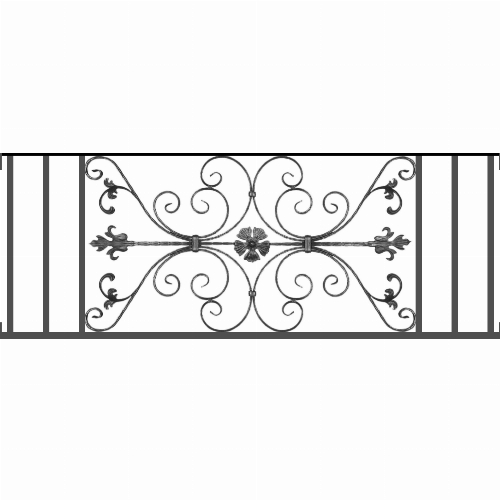 Appui de fenêtre type AF013 à visser dans votre tableau de fenêtre. Longueur finie de 1530mm et Hauteur finie de 568mm. Convient pour les tableaux de fenêtre de 1530mm. Main courante laminée de 1530mm de long en fer forgé sur le dessus. Motif au centre de 1010mm de long par 540mm de haut. Le reste de la structure est en tube acier carré de 20mm de section.