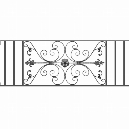 Appui de fenêtre type AF013 à visser dans votre tableau de fenêtre. Longueur finie de 1590mm et Hauteur finie de 568mm. Convient pour les tableaux de fenêtre de 1590mm. Main courante laminée de 1590mm de long en fer forgé sur le dessus. Motif au centre de 1010mm de long par 540mm de haut. Le reste de la structure est en tube acier carré de 20mm de section.