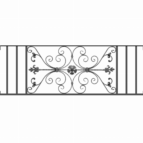 Appui de fenêtre type AF013 à visser dans votre tableau de fenêtre. Longueur finie de 1630mm et Hauteur finie de 568mm. Convient pour les tableaux de fenêtre de 1630mm. Main courante laminée de 1630mm de long en fer forgé sur le dessus. Motif au centre de 1010mm de long par 540mm de haut. Le reste de la structure est en tube acier carré de 20mm de section.