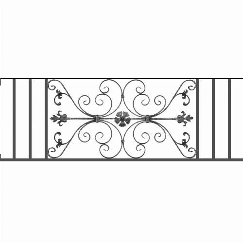 Appui de fenêtre type AF013 à visser dans votre tableau de fenêtre. Longueur finie de 1660mm et Hauteur finie de 568mm. Convient pour les tableaux de fenêtre de 1660mm. Main courante laminée de 1660mm de long en fer forgé sur le dessus. Motif au centre de 1010mm de long par 540mm de haut. Le reste de la structure est en tube acier carré de 20mm de section.