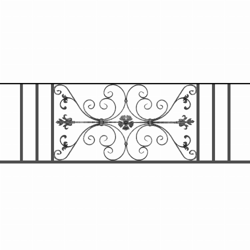 Appui de fenêtre type AF013 à sceller dans votre tableau de fenêtre. Longueur finie de 1770mm et Hauteur finie de 568mm. Convient pour les tableaux de fenêtre de 1670mm. 50mm de scellement sont prévue de chaque côté. Main courante laminée de 1670mm de long en fer forgé sur le dessus. Motif au centre de 1010mm de long par 540mm de haut. Le reste de la structure est en tube acier carré de 20mm de section.