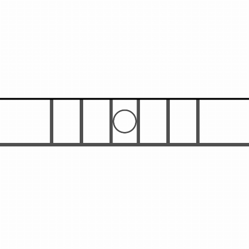 Appui de fenêtre type AF023 à sceller dans votre tableau de fenêtre. Longueur finie de 1040mm et Hauteur finie de 202mm. Convient pour les tableaux de fenêtre de 940mm. 50mm de scellement sont prévue de chaque côté. Main courante laminée de 940mm de long en fer forgé sur le dessus. Motif au centre de 100mm de long par 180mm de haut. Le reste de la structure est en acier carré plein de 14mm de section.