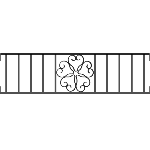 Appui de fenêtre type AFEF21 à visser dans votre tableau de fenêtre. Longueur finie de 1000mm et Hauteur finie de 270mm. Convient pour les tableaux de fenêtre de 1000mm. Main courante laminée de 1000mm de long en fer forgé sur le dessus. Motif au centre de 250mm de long par 250mm de haut. Le reste de la structure est en acier carré plein de 12mm de section.
