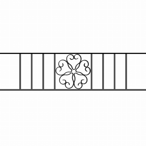 Appui de fenêtre type AFEF21 à sceller dans votre tableau de fenêtre. Longueur finie de 1040mm et Hauteur finie de 270mm. Convient pour les tableaux de fenêtre de 940mm. 50mm de scellement sont prévue de chaque côté. Main courante laminée de 940mm de long en fer forgé sur le dessus. Motif au centre de 250mm de long par 250mm de haut. Le reste de la structure est en acier carré plein de 12mm de section.