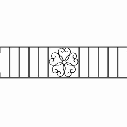 Appui de fenêtre type AFEF21 à visser dans votre tableau de fenêtre. Longueur finie de 1080mm et Hauteur finie de 270mm. Convient pour les tableaux de fenêtre de 1080mm. Main courante laminée de 1080mm de long en fer forgé sur le dessus. Motif au centre de 250mm de long par 250mm de haut. Le reste de la structure est en acier carré plein de 12mm de section.