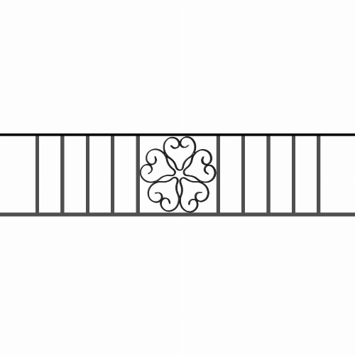 Appui de fenêtre type AFEF21 à sceller dans votre tableau de fenêtre. Longueur finie de 1160mm et Hauteur finie de 270mm. Convient pour les tableaux de fenêtre de 1060mm. 50mm de scellement sont prévue de chaque côté. Main courante laminée de 1060mm de long en fer forgé sur le dessus. Motif au centre de 250mm de long par 250mm de haut. Le reste de la structure est en acier carré plein de 12mm de section.