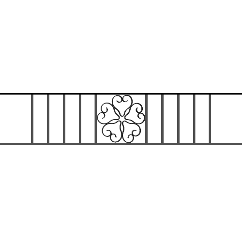 Appui de fenêtre type AFEF21 à sceller dans votre tableau de fenêtre. Longueur finie de 1250mm et Hauteur finie de 270mm. Convient pour les tableaux de fenêtre de 1150mm. 50mm de scellement sont prévue de chaque côté. Main courante laminée de 1150mm de long en fer forgé sur le dessus. Motif au centre de 250mm de long par 250mm de haut. Le reste de la structure est en acier carré plein de 12mm de section.