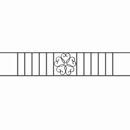 Appui de fenêtre type AFEF21 à sceller dans votre tableau de fenêtre. Longueur finie de 1480mm et Hauteur finie de 270mm. Convient pour les tableaux de fenêtre de 1380mm. 50mm de scellement sont prévue de chaque côté. Main courante laminée de 1380mm de long en fer forgé sur le dessus. Motif au centre de 250mm de long par 250mm de haut. Le reste de la structure est en acier carré plein de 12mm de section.