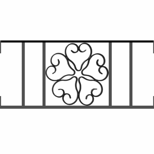 Appui de fenêtre type AFEF21 à visser dans votre tableau de fenêtre. Longueur finie de 610mm et Hauteur finie de 270mm. Convient pour les tableaux de fenêtre de 610mm. Main courante laminée de 610mm de long en fer forgé sur le dessus. Motif au centre de 250mm de long par 250mm de haut. Le reste de la structure est en acier carré plein de 12mm de section.