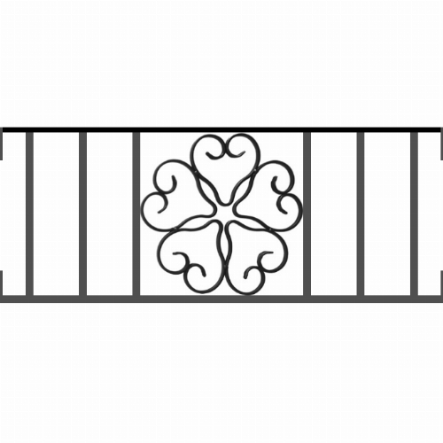 Appui de fenêtre type AFEF21 à visser dans votre tableau de fenêtre. Longueur finie de 680mm et Hauteur finie de 270mm. Convient pour les tableaux de fenêtre de 680mm. Main courante laminée de 680mm de long en fer forgé sur le dessus. Motif au centre de 250mm de long par 250mm de haut. Le reste de la structure est en acier carré plein de 12mm de section.