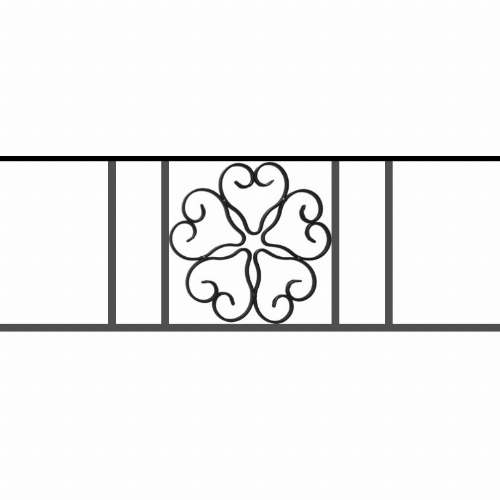 Appui de fenêtre type AFEF21 à sceller dans votre tableau de fenêtre. Longueur finie de 770mm et Hauteur finie de 270mm. Convient pour les tableaux de fenêtre de 670mm. 50mm de scellement sont prévue de chaque côté. Main courante laminée de 670mm de long en fer forgé sur le dessus. Motif au centre de 250mm de long par 250mm de haut. Le reste de la structure est en acier carré plein de 12mm de section.