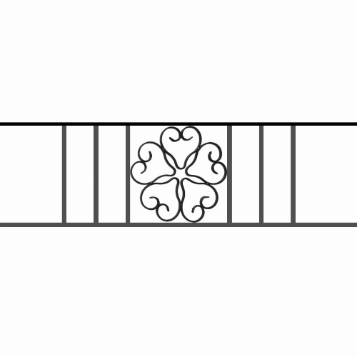Appui de fenêtre type AFEF21 à sceller dans votre tableau de fenêtre. Longueur finie de 920mm et Hauteur finie de 270mm. Convient pour les tableaux de fenêtre de 820mm. 50mm de scellement sont prévue de chaque côté. Main courante laminée de 820mm de long en fer forgé sur le dessus. Motif au centre de 250mm de long par 250mm de haut. Le reste de la structure est en acier carré plein de 12mm de section.