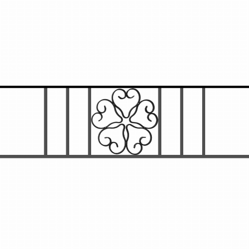 Appui de fenêtre type AFEF21 à sceller dans votre tableau de fenêtre. Longueur finie de 930mm et Hauteur finie de 270mm. Convient pour les tableaux de fenêtre de 830mm. 50mm de scellement sont prévue de chaque côté. Main courante laminée de 830mm de long en fer forgé sur le dessus. Motif au centre de 250mm de long par 250mm de haut. Le reste de la structure est en acier carré plein de 12mm de section.