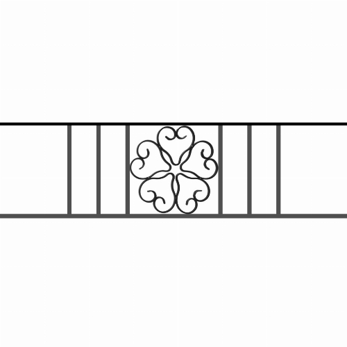 Appui de fenêtre type AFEF21 à sceller dans votre tableau de fenêtre. Longueur finie de 980mm et Hauteur finie de 270mm. Convient pour les tableaux de fenêtre de 880mm. 50mm de scellement sont prévue de chaque côté. Main courante laminée de 880mm de long en fer forgé sur le dessus. Motif au centre de 250mm de long par 250mm de haut. Le reste de la structure est en acier carré plein de 12mm de section.