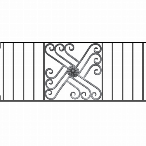 Appui de fenêtre type AFEF22 à visser dans votre tableau de fenêtre. Longueur finie de 1180mm et Hauteur finie de 480mm. Convient pour les tableaux de fenêtre de 1180mm. Main courante laminée de 1180mm de long en fer forgé sur le dessus. Motif au centre de 460mm de long par 460mm de haut. Le reste de la structure est en acier carré plein de 12mm de section.