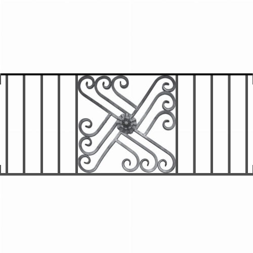 Appui de fenêtre type AFEF22 à visser dans votre tableau de fenêtre. Longueur finie de 1190mm et Hauteur finie de 480mm. Convient pour les tableaux de fenêtre de 1190mm. Main courante laminée de 1190mm de long en fer forgé sur le dessus. Motif au centre de 460mm de long par 460mm de haut. Le reste de la structure est en acier carré plein de 12mm de section.