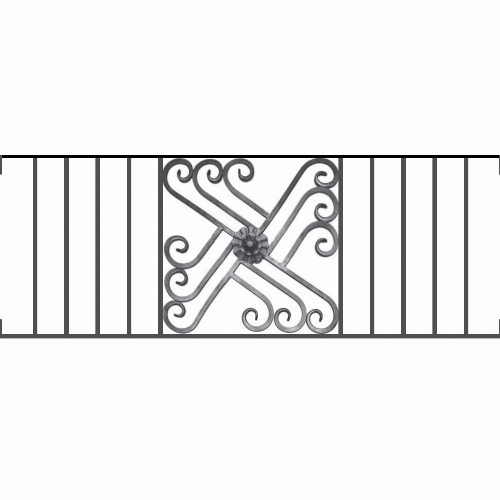 Appui de fenêtre type AFEF22 à visser dans votre tableau de fenêtre. Longueur finie de 1310mm et Hauteur finie de 480mm. Convient pour les tableaux de fenêtre de 1310mm. Main courante laminée de 1310mm de long en fer forgé sur le dessus. Motif au centre de 460mm de long par 460mm de haut. Le reste de la structure est en acier carré plein de 12mm de section.