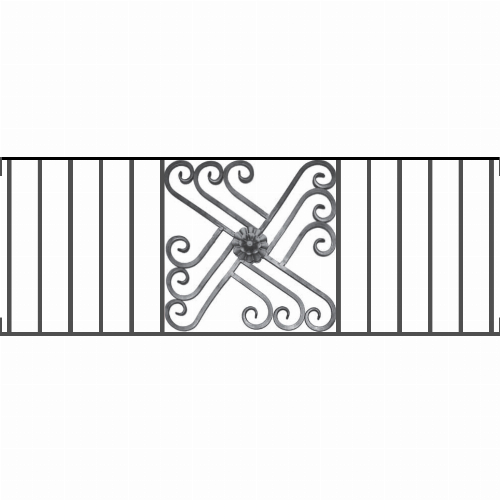 Appui de fenêtre type AFEF22 à visser dans votre tableau de fenêtre. Longueur finie de 1340mm et Hauteur finie de 480mm. Convient pour les tableaux de fenêtre de 1340mm. Main courante laminée de 1340mm de long en fer forgé sur le dessus. Motif au centre de 460mm de long par 460mm de haut. Le reste de la structure est en acier carré plein de 12mm de section.