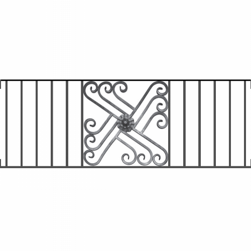 Appui de fenêtre type AFEF22 à visser dans votre tableau de fenêtre. Longueur finie de 1360mm et Hauteur finie de 480mm. Convient pour les tableaux de fenêtre de 1360mm. Main courante laminée de 1360mm de long en fer forgé sur le dessus. Motif au centre de 460mm de long par 460mm de haut. Le reste de la structure est en acier carré plein de 12mm de section.