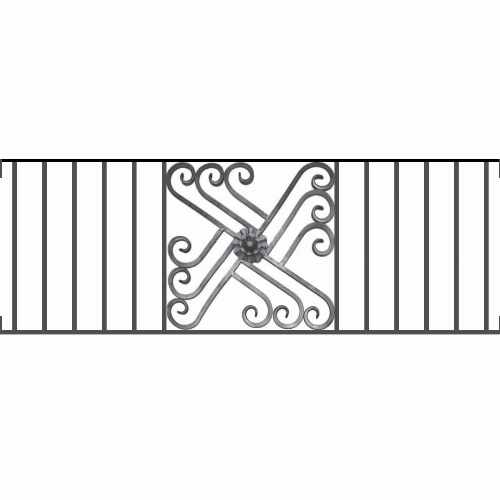 Appui de fenêtre type AFEF22 à visser dans votre tableau de fenêtre. Longueur finie de 1370mm et Hauteur finie de 480mm. Convient pour les tableaux de fenêtre de 1370mm. Main courante laminée de 1370mm de long en fer forgé sur le dessus. Motif au centre de 460mm de long par 460mm de haut. Le reste de la structure est en acier carré plein de 12mm de section.